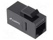 RJ 45 coupler; black; Cat: 6; RJ45 socket,both sides; Support: PoE LANBERG