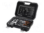 Wrench-set; socket spanner,feedthrough; 1/4",3/8"; 46pcs. NEO TOOLS