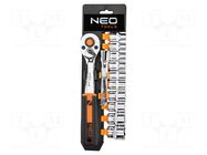Wrench-set; socket spanner; Chrom-vanadium steel; 3/8"; 12pcs. NEO TOOLS