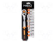 Wrench-set; socket spanner; Chrom-vanadium steel; 1/2"; 12pcs. NEO TOOLS
