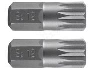 Screwdriver bit; spline (12-angles); XZN M12; 3/8"; 2pcs. NEO TOOLS