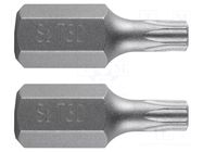 Screwdriver bit; Torx®; TX30; 3/8"; Overall len: 30mm; 2pcs. NEO TOOLS