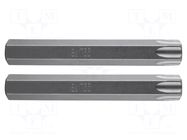 Screwdriver bit; Torx®; TX55; 3/8"; Overall len: 75mm; 2pcs. NEO TOOLS