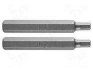 Screwdriver bit; hex key; HEX 6mm; Overall len: 75mm; 2pcs. NEO TOOLS