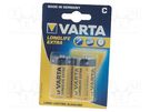 Battery: alkaline; 1.5V; C; non-rechargeable; 2pcs; LONGLIFE VARTA