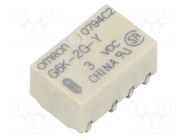 Relay: electromagnetic; DPDT; Ucoil: 3VDC; Icontacts max: 1A; G6K OMRON Electronic Components