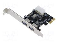PC extension card: PCIe; MOLEX,PCIe,USB A socket x2; 5Gbps LANBERG