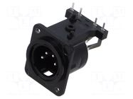 Connector: XLR; socket; male; PIN: 4; angled 90°; THT; black; 6A NEUTRIK
