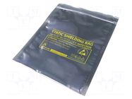 Protection bag; ESD; L: 254mm; W: 203mm; Thk: 75um; 100pcs; <10GΩ ANTISTAT