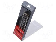 Drill set; for concrete; plastic box; 6mm,8mm,10mm; 3pcs. PROLINE