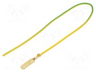 Cable with crimped terminals; H05V-K; 0.5mm2; yellow-green; flat CHEVAL