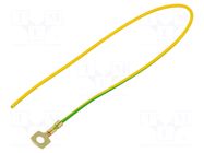 Cable with crimped terminals; H05V-K; 0.5mm2; yellow-green; ring CHEVAL