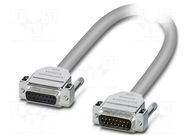 Cable; D-Sub 15pin socket,D-Sub 15pin plug; PVC; Len: 2m; grey PHOENIX CONTACT