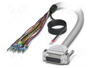 Cable; D-Sub 15pin socket,wires; PVC; Len: 1m; grey; Core: Cu; IP54 PHOENIX CONTACT