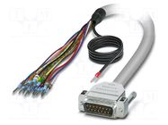 Cable; D-Sub 15pin plug,wires; PVC; Len: 0.5m; grey; Core: Cu; IP54 PHOENIX CONTACT