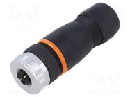 Connector: M12; plug; PIN: 4; female; 630V; straight; IP67; for cable LAPP