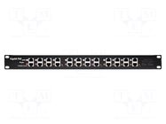 Patch panel; black; Number of ports: 12; RJ45 socket x12; RACK QOLTEC