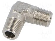 Threaded fitting; angled 90°; max.150bar; nickel plated brass PNEUMAT