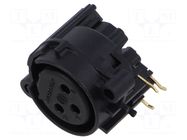 Connector: XLR; socket; female; PIN: 3; angled 90°; THT; black; 6A NEUTRIK
