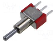 Switch: toggle; Pos: 3; SP3T; ON-OFF-ON; 2A/250VAC; 5A/28VDC; 100 E-SWITCH