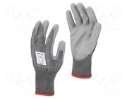 Protective gloves; Size: 8; grey; HPPE,polyester,PU; tag LAHTI PRO