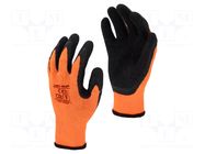 Protective gloves; Size: 8; orange-black; acrylic,latex; furlined LAHTI PRO