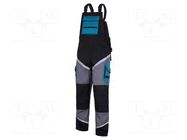 Dungarees; Size: XL; black-grey-turquoise; with reflector LAHTI PRO