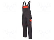 Dungarees; Size: 50,M; graphite-orange; 190g/m2; bib pants LAHTI PRO