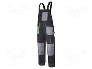 Dungarees; Size: 56,XL; black-green; 270g/m2; bib pants LAHTI PRO