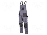 Dungarees; Size: 52,L; grey-black; 265g/m2; bib pants LAHTI PRO