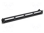 Patch panel; black; Number of ports: 24; Cat: 6a; RJ45 socket x24 LANBERG