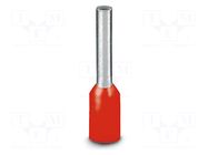 Tip: bootlace ferrule; insulated; copper; 1mm2; Bit len: 10mm; red PHOENIX CONTACT
