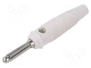 Connector: 4mm banana; plug; 16A; 60VDC; white; non-insulated; 3mΩ HIRSCHMANN T&M
