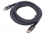 Cable; DisplayPort plug,both sides; textile; Len: 2m; black-grey Goobay