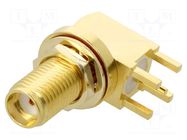 Connector: SMA; socket; female; angled; THT; PTFE; gold-plated GCT