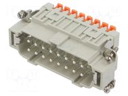 Connector: HDC; contact insert; male; CSH; PIN: 16; 16A; 600V; 16+PE ILME