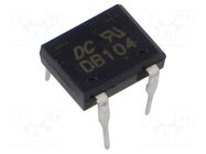 Bridge rectifier: single-phase; 400V; If: 1A; Ifsm: 50A; DB-1; THT DC COMPONENTS