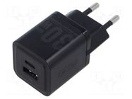 Power supply: switching; mains,plug-in; 5÷20VDC; 30W; black; 3A VENTION
