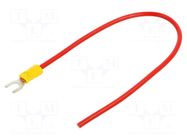 Cable with crimped terminals; H07V-K; 4mm2; red; 250mm; fork CHEVAL