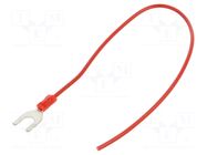 Cable with crimped terminals; H05V-K; 0.75mm2; red; 250mm; fork CHEVAL