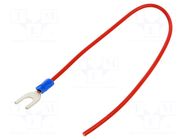 Cable with crimped terminals; H07V-K; 1.5mm2; red; 250mm; fork CHEVAL