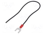 Cable with crimped terminals; H05V-K; 1mm2; black; 250mm; fork CHEVAL