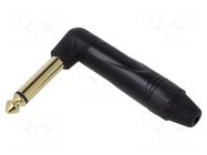 Connector: Jack 6,3mm; plug; male; angled; mono; for cable; black AMPHENOL