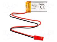 Re-battery: Li-Po; 3.7V; 250mAh; cables,JST SYP-02T-1 socket AKYGA BATTERY