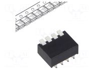 Switch: DIP-SWITCH; Poles number: 4; OFF-ON; 25mA/24VDC; Pos: 2/4 ECE