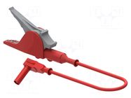 Test lead; 36A; angular banana plug 4mm,crocodile clip; red ELECTRO-PJP