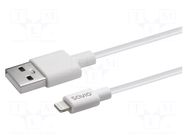 Cable; Apple Lightning plug,USB A plug; 1m; white; 480Mbps; 2.4A SAVIO