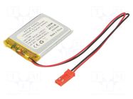 Re-battery: Li-Po; 3.7V; 550mAh; cables,JST SYP-02T-1 socket AKYGA BATTERY