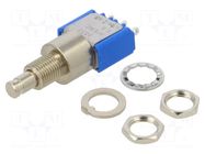 Switch: push-button; Pos: 2; SPDT; 3A/250VAC; 4A/30VDC; ON-(ON) APEM