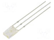 LED; white,red; rectangular; 2x5x7mm; bicolour; 500÷750mcd; 120° OPTOSUPPLY